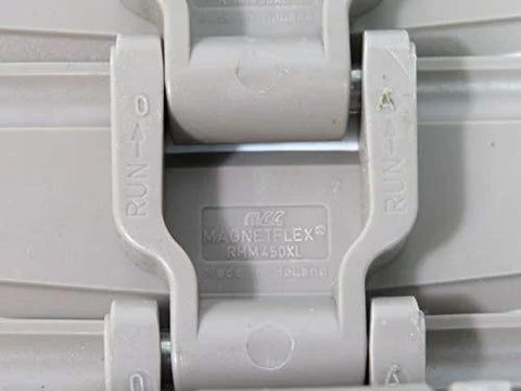 Close-up of Magnetflex Slatband Chain RHM450XL Four And One Half Inch Wide Used And In Working Condition, showing durable link construction