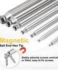 Five Piece Ball End Hex Screwdriver Bit Set H3 3mm With Quarter Inch Hex Shank And Two Hundred Millimeter Long Magnetic S2 Steel