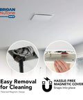 Magnetic Universal CleanCover Bath Fan Replacement Grille For Most Models with Easy Snap On Install shown installed on ceiling
