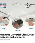 Magnetic Universal CleanCover Bath Fan Replacement Grille installation steps with snap-on design for Broan NuTone fans