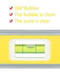 9 Inch Magnetic Box Level Torpedo Level with 3 Bubbles for 45 Degree 90 Degree and 180 Degree Angles close-up view