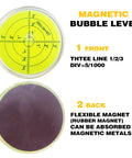 Magnetic Round Bubble Level Tool Pro Grade Bullseye Inclinometer for Machinists and DIY Enthusiasts Pocket 2.4 Inch 60mm front back view