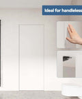 Heavy Duty Magnetic Push Latch No Nail Installation For Large Doors And Cabinets Black 2 Pack in use on a kitchen cabinet