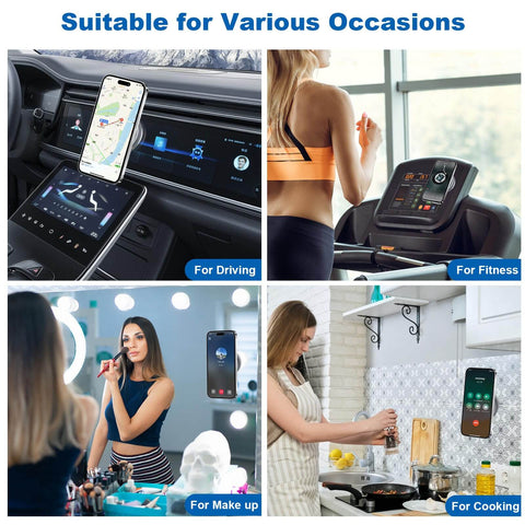 Magnetic Car Phone Mount With 360 Degree Rotation Electric Vacuum No Slip Grip For Car Kitchen Gym Bathroom And Mirror Surfaces