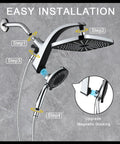 High Pressure Rain Shower Head With Magnetic Detachable Handheld Combo installation guide