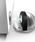 Magnetic Door Stop With Self Adhesive Mount, Brushed Nickel Stainless Steel Floor Stop For Bottom Of Door, No Drill Easy Install Door Holder Catch, Fits Gaps Under One Half Inch, Silver.
