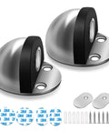 Magnetic Door Stop With Self Adhesive Mount, Brushed Nickel Stainless Steel Floor Stop For Bottom Of Door, No Drill Easy Install