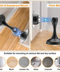 Magnetic Door Stoppers 2 Pack, Stainless Steel Door Stops, Wall-Mounted and Floor Mounting Metal Doorstops, Door Holder Keep Door Open, No Drilling Door Stop with Adhesive Tapes, Black