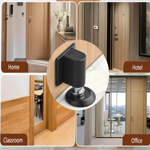 Heavy Duty Magnetic Door Wedge Stopper Kit With Double Magnet Design No Drill Easy Install Using Adhesive And Screws