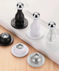 Stainless Steel Door Clip Set 2 Pack Drill Free Door Stopper Screws With Magnetic Attraction Silent Door Handle Protectors And Wall Guard For Home Studio White showing black and white stoppers on a surface