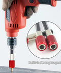 Three Piece Magnetic Drill Bit Holders Set With Quick Release Hex Shank Extension Bars For Power Tools And Drills in use