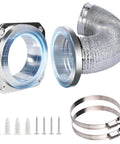 Magnetic Dryer Vent Coupling Kit With Airtight Seal Quick Connect And Disconnect Includes 4 Inch By 3.3 Foot Duct And Two Clamps Easy To Clean And Install Connector For Dryer Venting