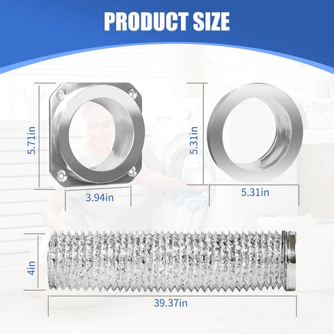 Magnetic Dryer Vent Coupling Kit With Airtight Seal Quick Connect And Disconnect Includes 4 Inch By 3.3 Foot Duct And Two Clamps