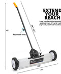 24 Inch Rolling Magnetic Floor Sweeper With 50 Pound Capacity And Adjustable Handle From 29 To 42 Inches With Floor Magnet