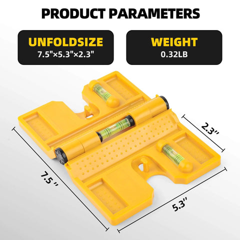 Magnetic Post Level Pro Grade With 270 Degree Adjustable Folding Design showing product dimensions and weight.