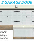 Image of two white garage doors featuring Magnetic Garage Door Hardware, including 8 hinges and 4 handles, Classics Style.