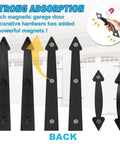 Magnetic Garage Door Hardware,Magnetic Garage Door Handles for iron doors, featuring 4 magnetic hinges and 2 magnetic handles on display.