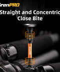 Close-up of GrenPRO 22 Piece Magnetic Hex Bit Set 2 Inch Long SAE and Metric Hex Bits in drill, showcasing straight concentric bite