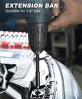 Extension bar from 34-Piece Magnetic Impact Nut Driver Set With SAE and Metric Sizes used on vehicle component