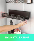 Installing 5-Pack Magnetic Shelves for Laundry Room Organization, featuring spice rack, strong hold on refrigerator, no drill setup