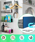 5-Pack Magnetic Shelves for Laundry Room Organization on washing machine, includes spice rack, utensil hooks, no drill installation