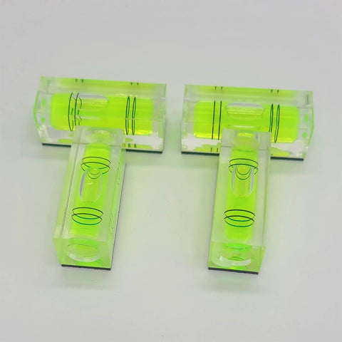 Magnetic Mini Bubble Level Tool Pack, Pocket Size, Ultra Precise 3Line Grid, 4-pack, compact, transparent acrylic, green levels.