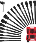 Impact Nut Driver Bit Set, 31-Piece Magnetic Socket Kit For Drill, Extra Long Hex Nut Setter, black bits with red case