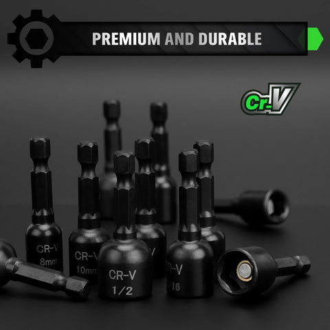 20 Piece Magnetic Nut Driver Set With Metric And SAE Sizes showcasing durable chromium vanadium construction for secure fastening