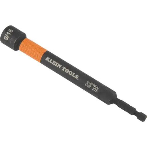 Klein Tools 32930 9/16 inch nut setter with color-coded handle, part of Six Piece SAE Magnetic Impact Nut Setter Set with extended reach.