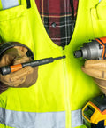 Worker using Six Piece SAE Magnetic Impact Nut Setter Set With Color Coded Power Nut Drivers And Extended Reach For Heavy Duty Fastening Includes 1/4 5/16 3/8 7/16 1/2 9/16 Inch Sizes Rare Earth Magnets For One Hand Driving Klein Tools 32930