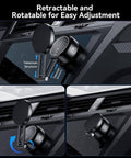 Magnetic Phone Holder With Vacuum Grip Technology And 360 Degree Rotation Tri Axis Adjustable Mag Grip N Go mounted on car dashboard