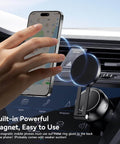 Magnetic Phone Holder With Vacuum Grip Technology And 360 Degree Rotation Tri Axis Adjustable Mag Grip N Go in car dashboard