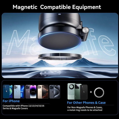 Magnetic Phone Holder With Vacuum Grip Technology And 360 Degree Rotation Tri Axis Adjustable Mag Grip N Go for Cars Desks