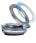 Magnetic Car Phone Mount With 360 Degree Rotation Electric Vacuum No Slip Grip shown with circular design and charging port