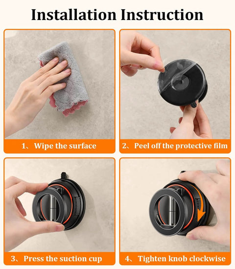 Installation steps for Magnetic Phone Mount With Vacuum Suction Cup For Shower Mirror Car Dashboard And Gym Use Hands Free Magnetic Holder