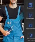 Person in blue overalls holding Telescoping Magnetic Pickup Tool 2 Pack With 8Lb And 2Lb Magnets For Mechanics And Car Tools