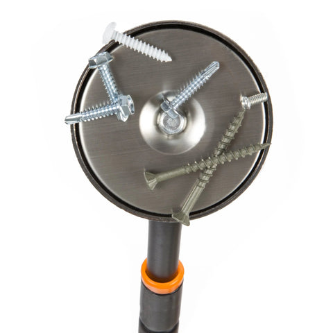 Extendable 40 inch magnetic pickup tool with a 50 lb pull enables safe retrieval of nails and screws from hard to reach spots