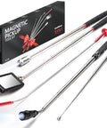 Effortlessly retrieve metal parts from tight spaces with this 5 piece telescoping magnetic pickup tool set including magnets.