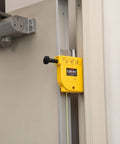 Magnetic plumb bob setter delivers fast, precise vertical alignment with a 14 oz bob, auto-recoil 14.5 ft line on door surface.