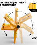 Magnetic Post Level Pro Grade With 270 Degree Adjustable Folding Design, Three Vials For Accurate Readings; shows 270° adjustment.
