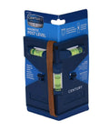 Hands Free Magnetic Post Level With Elastic Strap For Fence Posts Poles And More, Ideal For Installing Posts On Metal Surfaces Using Built In Magnetic Strips, Century Drill And Tool in retail package, front view.