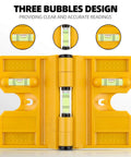 Magnetic Post Level Pro Grade With 270 Degree Adjustable Folding Design, Three Vials For Accurate Readings in yellow