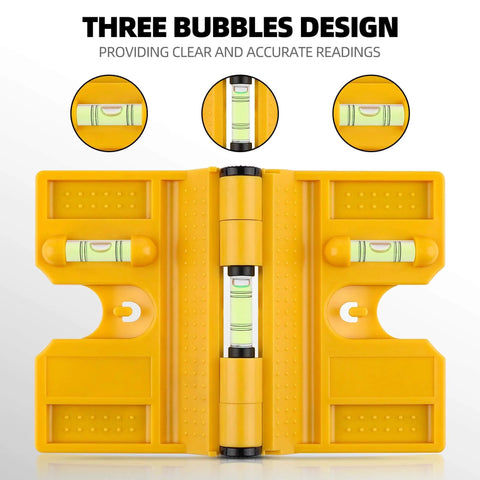 Magnetic Post Level Pro Grade With 270 Degree Adjustable Folding Design, Three Vials For Accurate Readings in yellow
