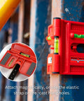 Effortlessly align posts and pipes with the 340 Postrite adjustable folding post level, magnetic, attached to metal surface.