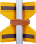 Pro Grade Magnetic Post Level 2 Pack For Leveling And Plumb Posts Railings Decks And Water Pipes With Strip Magnets And Rubber Strap For Hands Free Use Durable High Impact Composite Yellow attached to metal pole