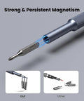 Close-up of 25-In-1 Magnetic Precision Screwdriver Set With Bearing Steel Bits showcasing strong magnetism and interchangeable bits.