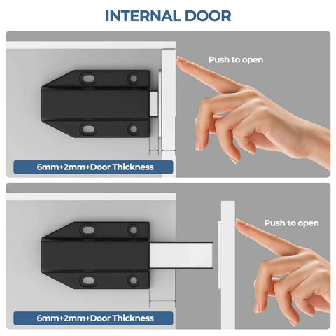Heavy Duty Magnetic Push Latch No Nail Installation For Large Doors And Cabinets Black 2 Pack Push To Open Cabinet Catch usage.
