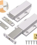 Heavy Duty Magnetic Push Latch for Cabinets and Large Doors No Handle Push to Open Touch Latch White 2 Pack with screws