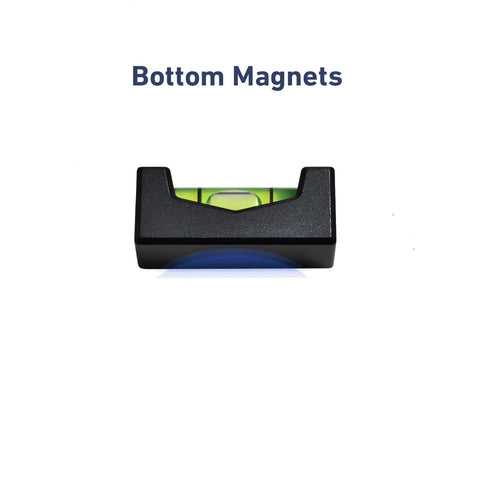 Scope Mounting Bubble Level Kit With Magnetic Bubble Levels And Turret Gun Clamp Level For Pro Grade Rifle Optics Alignment, Aircraft Grade Aluminum With Hardcoat Anodization, Durable Bubble Vials, Protective Foam Carrier showing front view of magnetic bubble level.