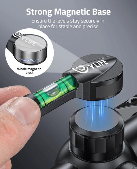 Magnetic Scope Leveling Kit With High Visibility Bubble Level For Precise Optics Alignment And Rock Solid Mounting On Iron Surfaces Built With A Heavy Duty Metal Structure For Long Lasting Field Use Cvlife shown on rifle scope